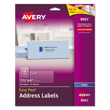 Avery® Matte Clear Easy Peel Mailing Labels W- Sure Feed Technology, Inkjet Printers, 1.33 X 4, Clear, 14-sheet, 25 Sheets-pack freeshipping - TVN Wholesale